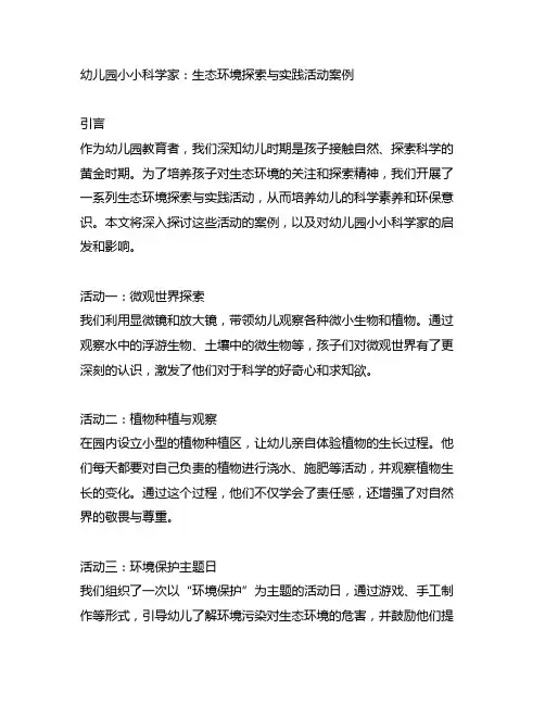 幼儿园小小科学家：生态环境探索与实践活动案例