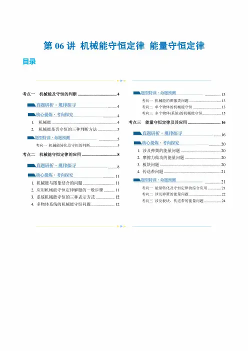 2024高考物理复习专题06 机械能守恒定律 能量守恒定律(讲义)(解析版)