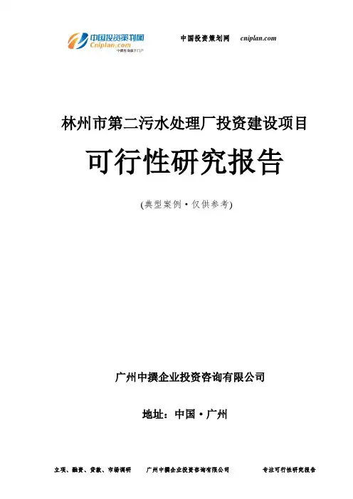 林州市第二污水处理厂投资建设项目可行性研究报告-广州中撰咨询