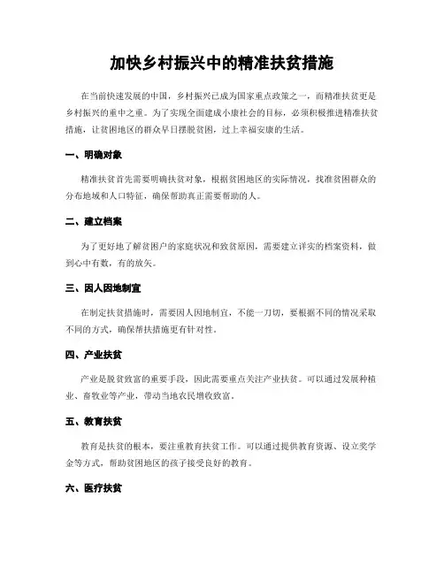 加快乡村振兴中的精准扶贫措施