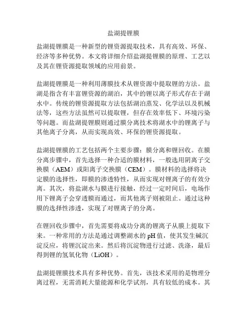 盐湖提锂膜