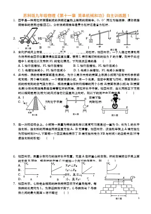 苏科版九年级物理《第十一章 简单机械和功》自主训练题1