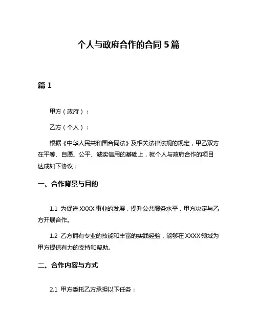 个人与政府合作的合同5篇