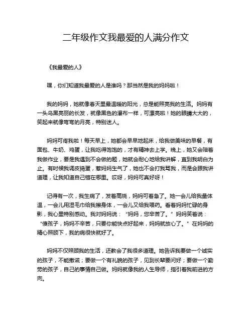 二年级作文我最爱的人满分作文