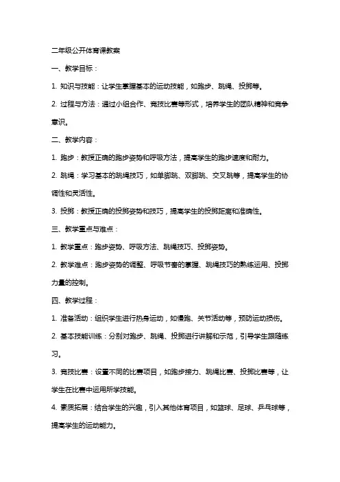 二年级公开体育课教案
