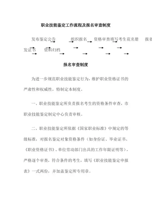 职业技能鉴定工作流程及报名审查制度