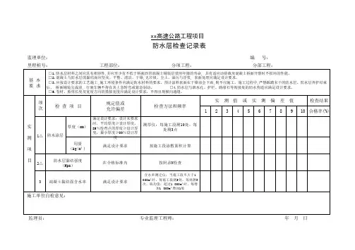防水层检查记录表
