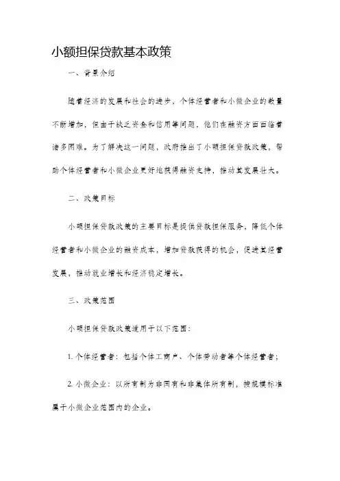 小额担保贷款基本政策