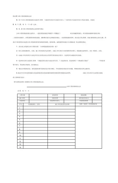 分项工程质量验收记录最新版本