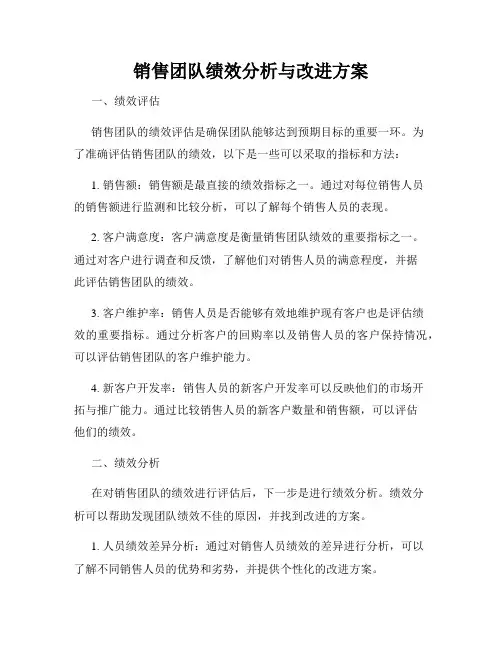 销售团队绩效分析与改进方案