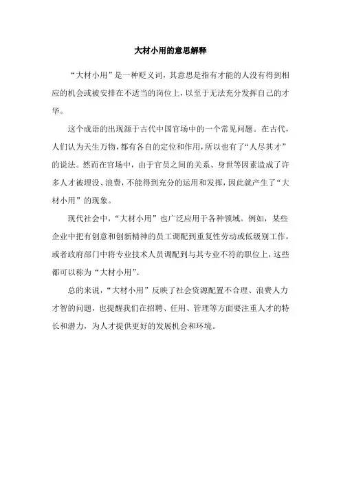 大材小用的意思解释