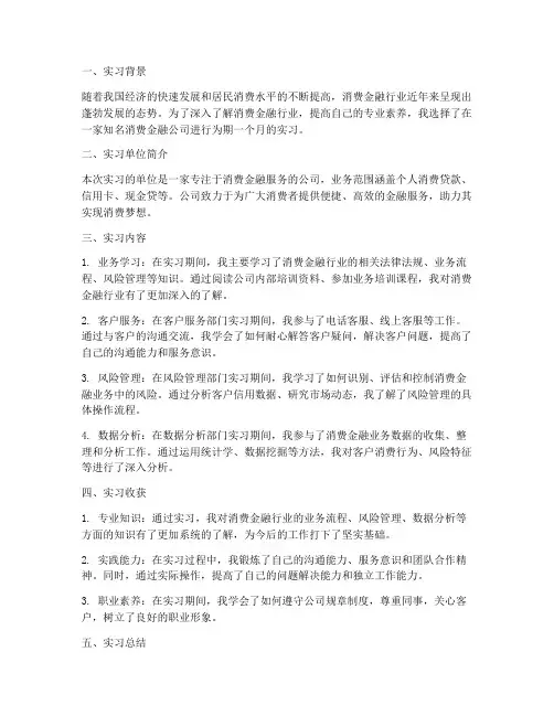 消费金融实习报告