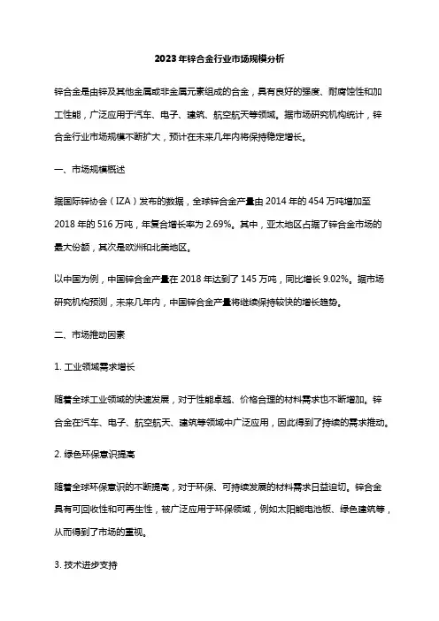 2023年锌合金行业市场规模分析