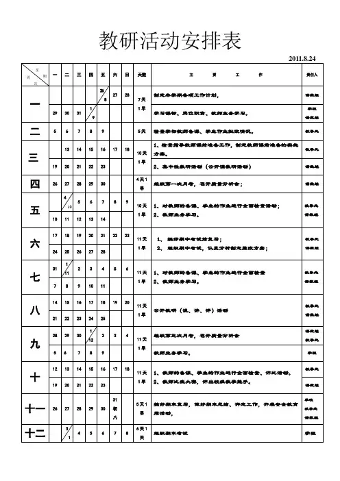 教研活动安排表.doc