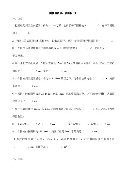 六年级数学下册第二单元 圆柱和圆锥专项练习题
