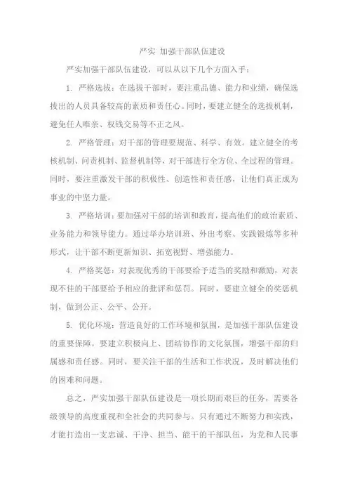 严实 加强干部队伍建设