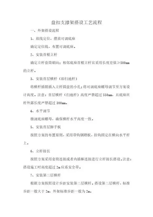 盘扣支撑架搭设工艺流程
