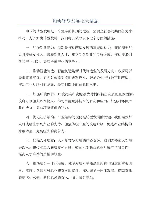 加快转型发展七大措施