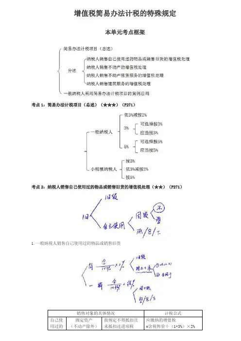 增值税简易办法计税的特殊规定考试知识点