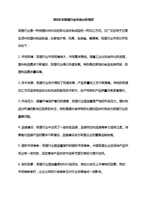 2023年吸塑行业市场分析现状