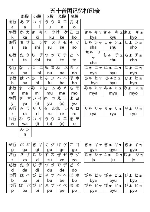 五十音图清晰打印版
