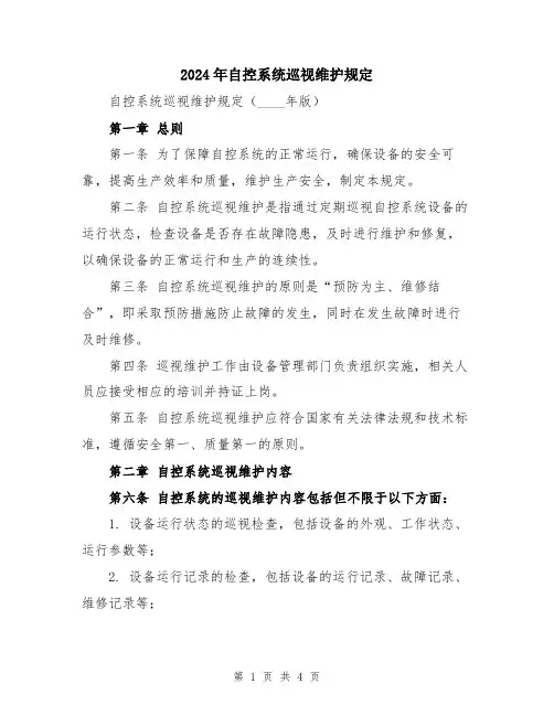 2024年自控系统巡视维护规定