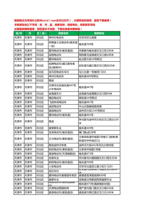 2020新版天津市天津市河北区电动车工商企业公司商家名录名单联系电话号码地址大全51家
