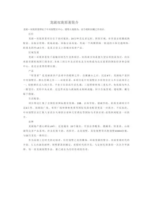 龙湖双珑原著简介