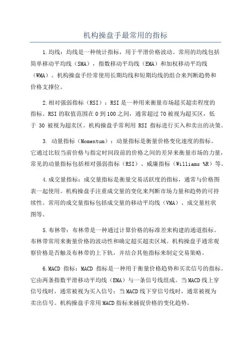 机构操盘手最常用的指标