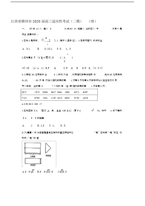 【数学】江西省赣州市2020届高三适应性考试(二模)(理).docx
