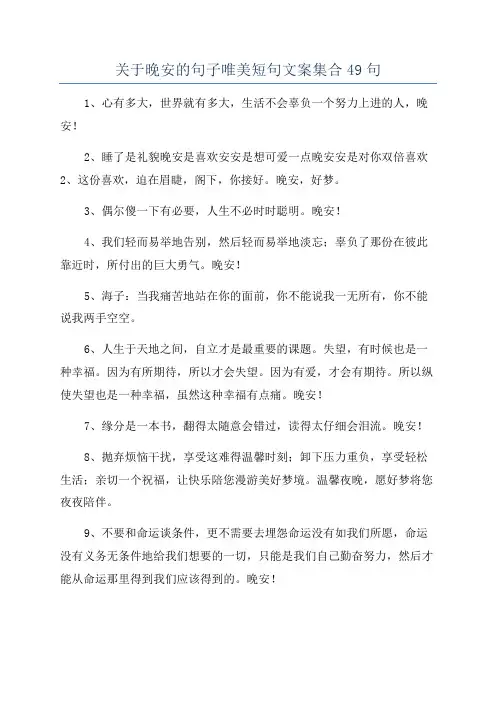 关于晚安的句子唯美短句文案集合49句