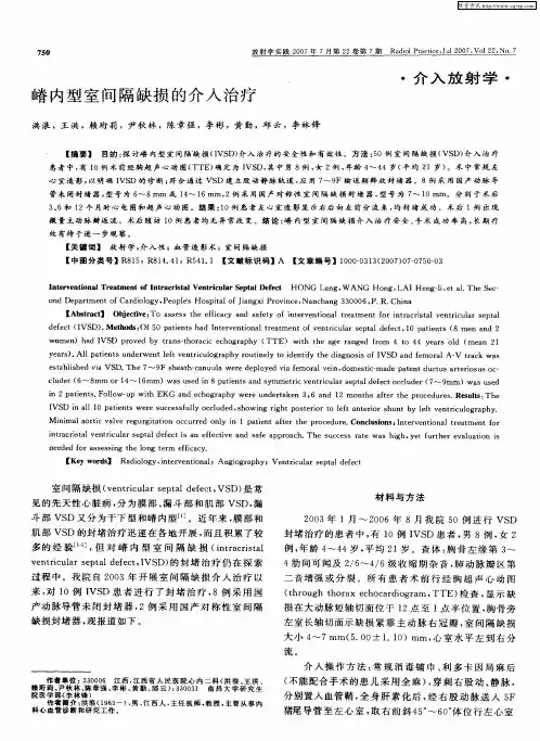 嵴内型室间隔缺损的介入治疗
