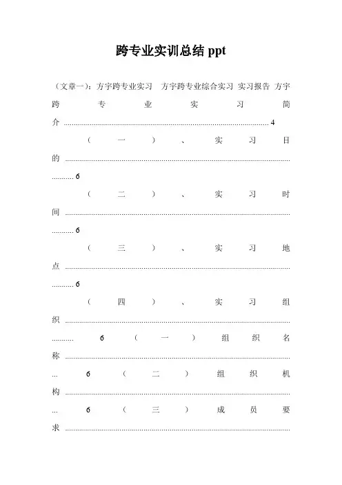 跨专业实训总结ppt