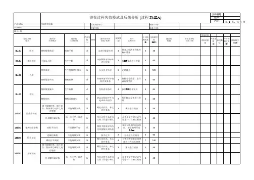 FMEA控制表单