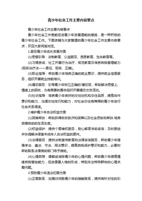 青少年社会工作主要内容要点