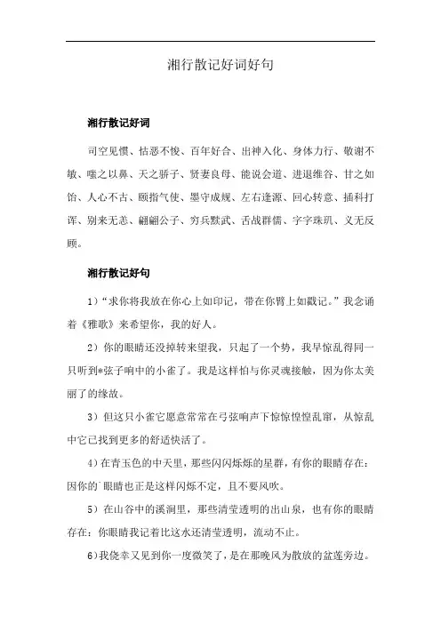 湘行散记好词好句