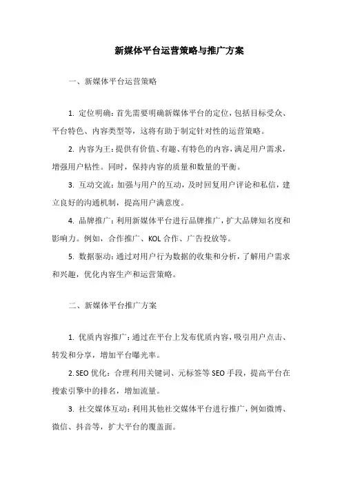 新媒体平台运营策略与推广方案