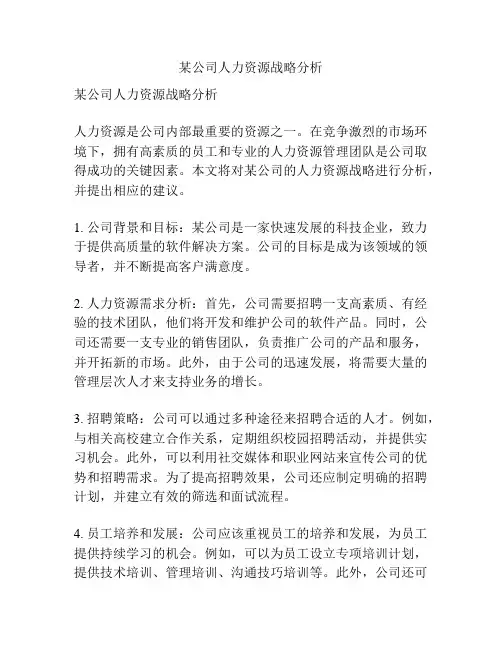 某公司人力资源战略分析