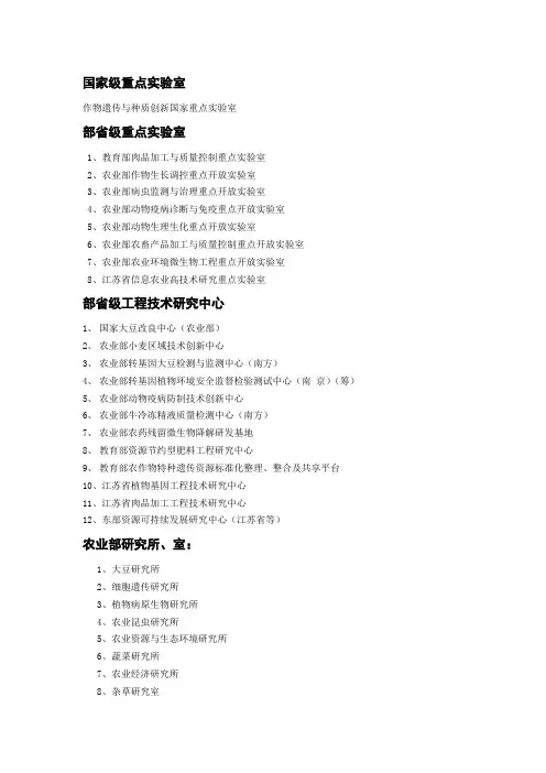 国家级重点实验室