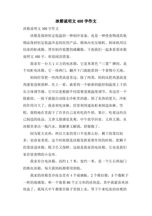 冰箱说明文400字作文