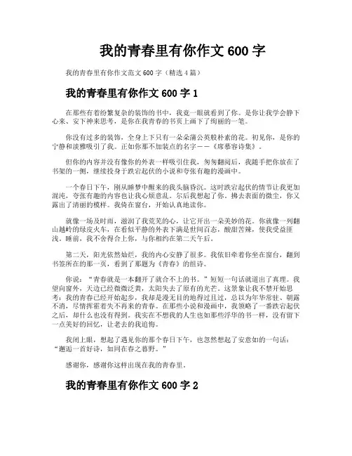 我的青春里有你作文600字