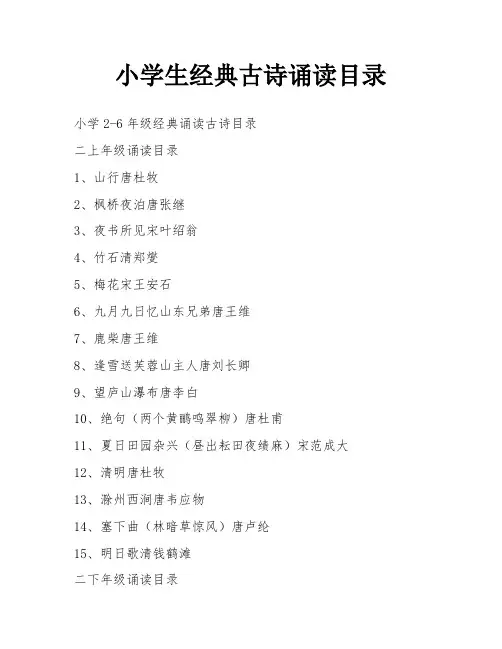 小学生经典古诗诵读目录