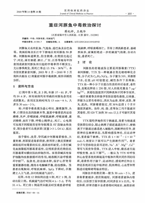 重症河豚鱼中毒救治探讨