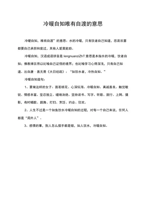 冷暖自知唯有自渡的意思