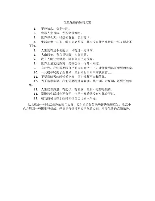 生活乐趣的短句文案
