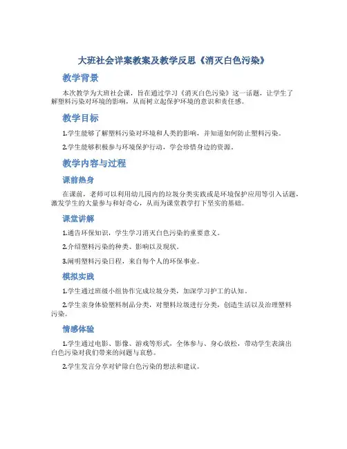 大班社会详案教案及教学反思《消灭白色污染》