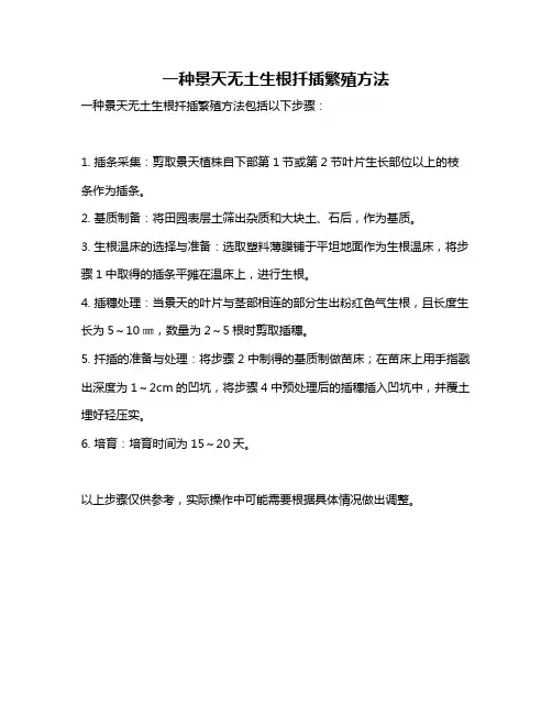 一种景天无土生根扦插繁殖方法