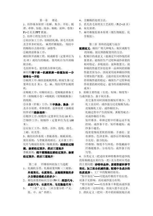 纺纱学简要回顾