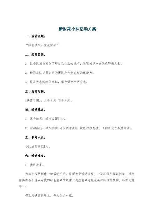 新时期小队活动方案