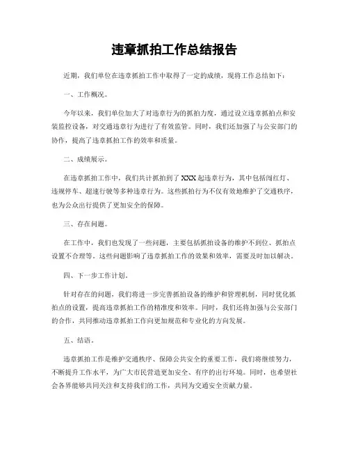 违章抓拍工作总结报告